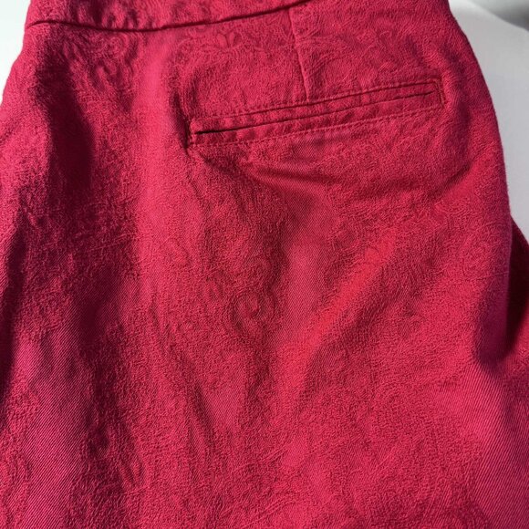 Tommy Hilfiger Red Jacquard Velvet-Like Trousers Size 6 | Textured Dress Pants - Picture 10 of 10